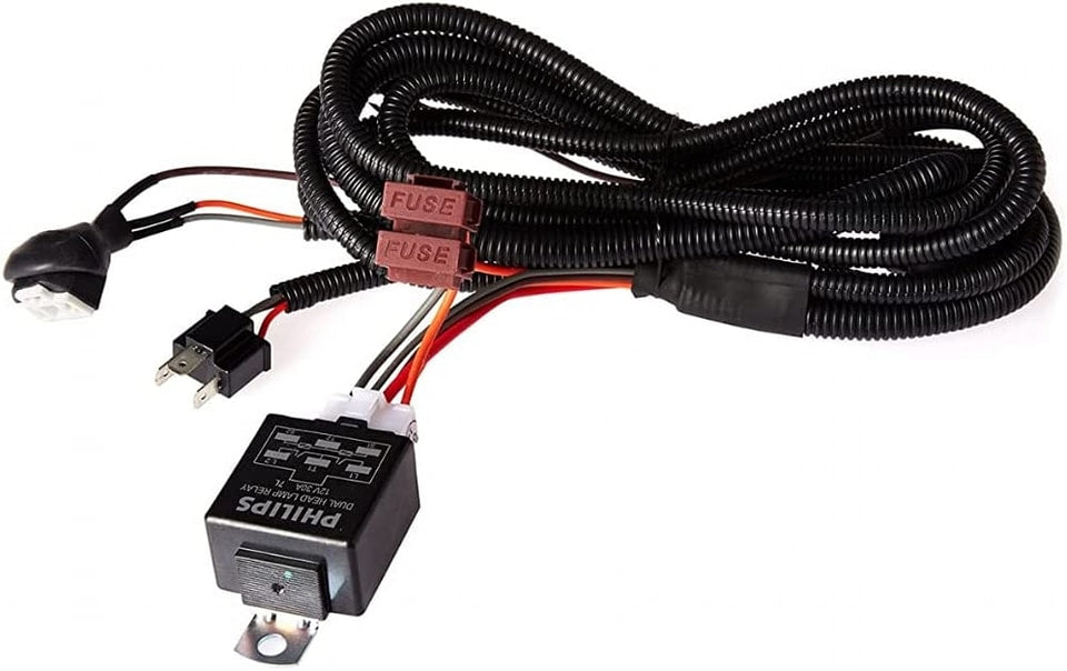 Philips 12003XM H4 Heavy Duty Relay Wiring Kit for High Power (100/90W or 130/100W)